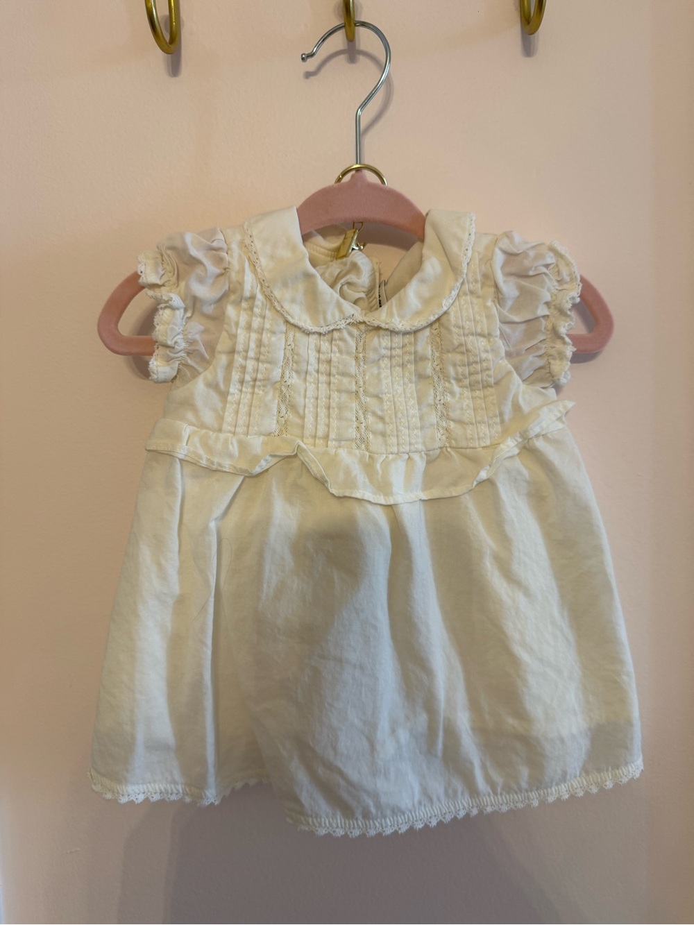 Janie and Jack Cream Ruffled Pintuck Dress
